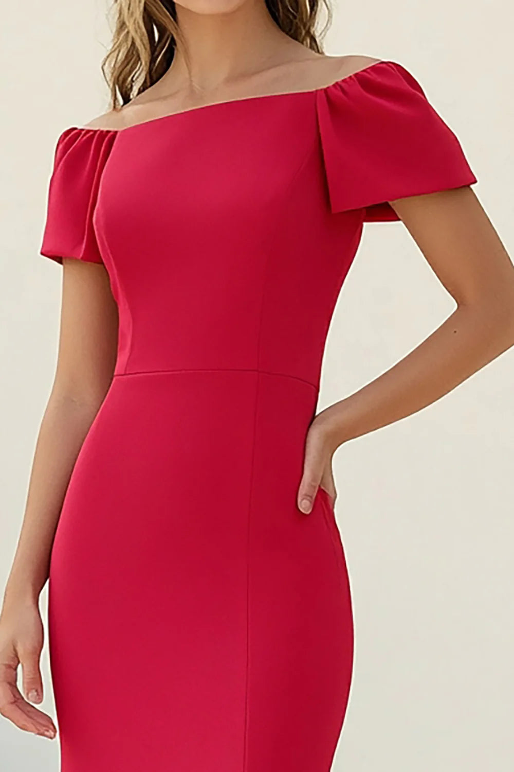 Red Sheath Long Satin Wedding Full Of Charm Evening Dresses